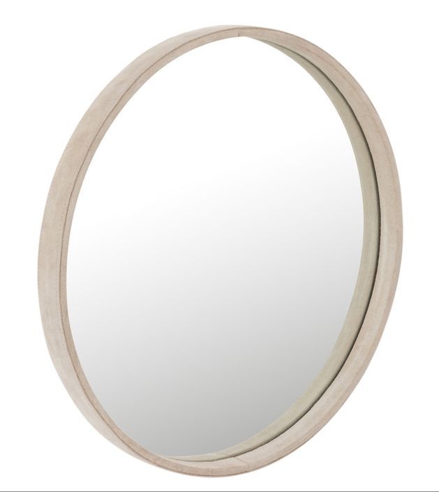 Miroir rond en cuir beige Apolo D 40.5 cm - Photo n°1