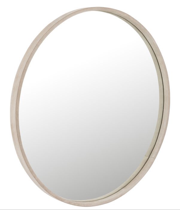 Miroir rond en cuir beige Netino D 60.5 cm - Photo n°1