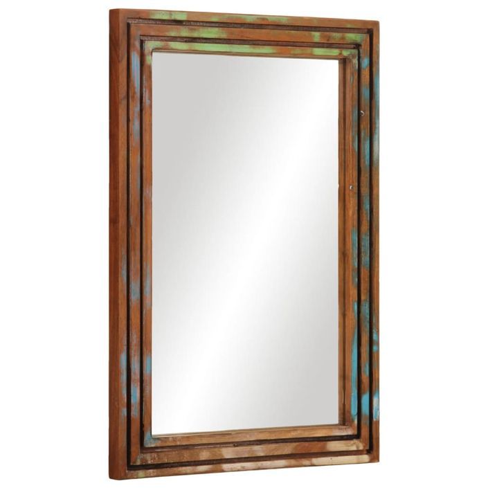 Miroir salle de bain 50x70 cm bois massif d'acacia et verre - Photo n°1