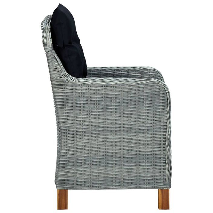 Mobilier à dîner 7 pcs avec coussins Résine tressée Gris clair 6 - Photo n°7