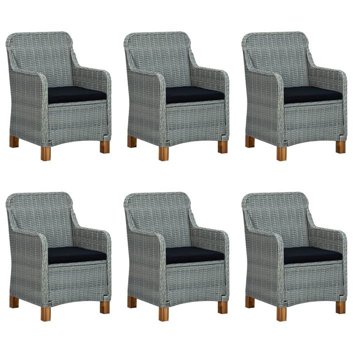 Mobilier à dîner 7 pcs avec coussins Résine tressée Gris clair 2 - Photo n°3