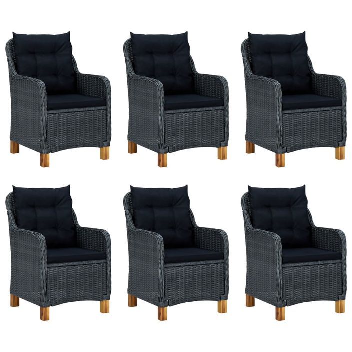 Mobilier à dîner 7 pcs avec coussins Résine tressée Gris foncé 5 - Photo n°3