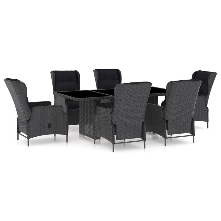 Mobilier à dîner 7 pcs avec coussins Résine tressée Gris foncé 2 - Photo n°1