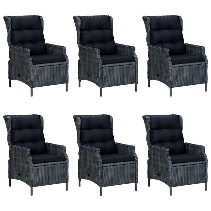 Mobilier à dîner 7 pcs avec coussins Résine tressée Gris foncé 2 - Photo n°3