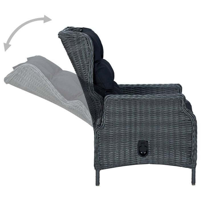 Mobilier à dîner 7 pcs avec coussins Résine tressée Gris foncé 2 - Photo n°8