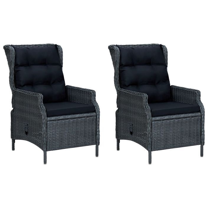 Mobilier à dîner 9 pcs avec coussins Résine tressée Gris foncé 12 - Photo n°4