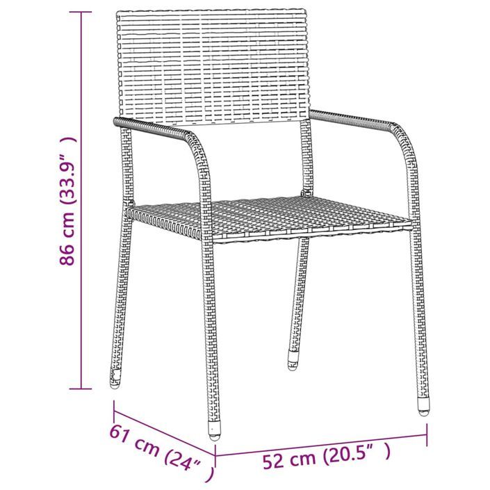 Mobilier à dîner d'extérieur 3 pcs Résine tressée Noir - Photo n°8