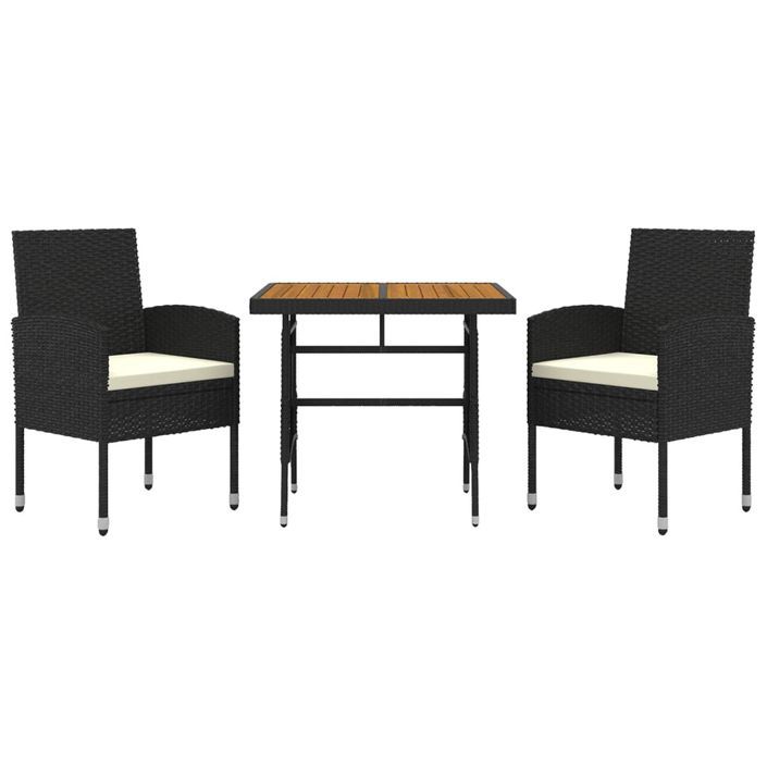 Mobilier à dîner d'extérieur 3 pcs Résine tressée Noir - Photo n°3