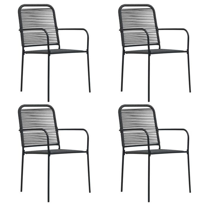 Mobilier à dîner d'extérieur 5 pcs Corde en coton et acier Noir - Photo n°6