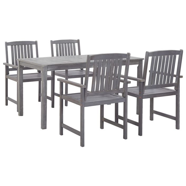 Mobilier à dîner d'extérieur 5 pcs Gris Bois d'acacia solide - Photo n°1