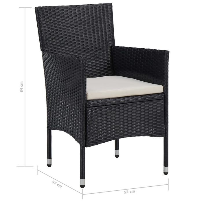 Mobilier à dîner d'extérieur 5 pcs Noir Résine tressée et verre - Photo n°9