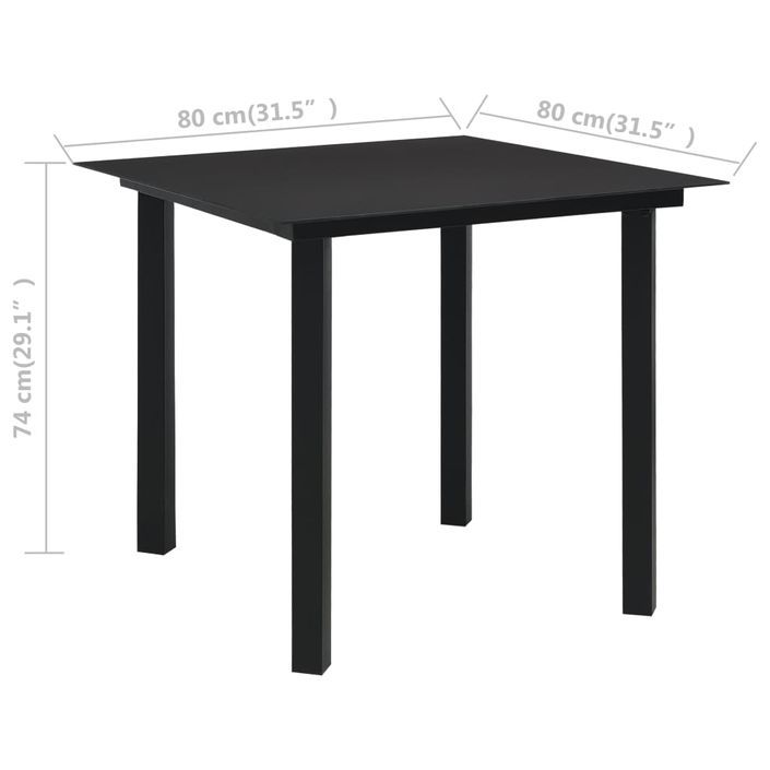 Mobilier à dîner d'extérieur 5 pcs Noir Verre et acier - Photo n°12