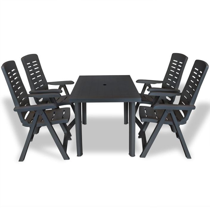 Mobilier à dîner d'extérieur 5 pcs Plastique Anthracite - Photo n°1