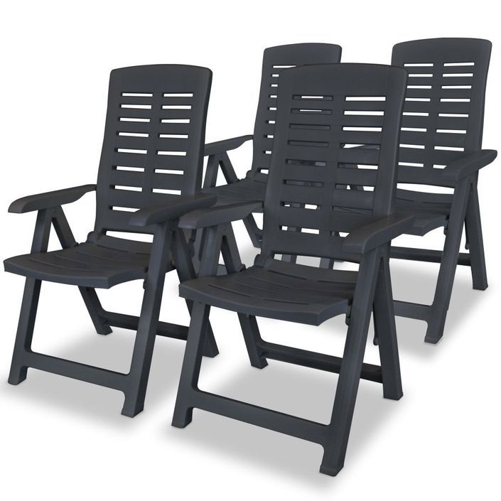 Mobilier à dîner d'extérieur 5 pcs Plastique Anthracite - Photo n°4