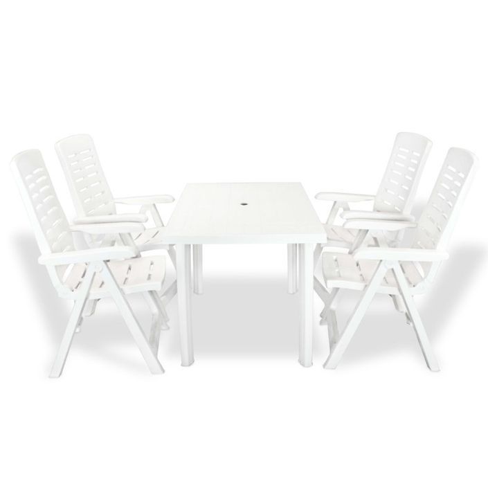 Mobilier à dîner d'extérieur 5 pcs Plastique Blanc 2 - Photo n°1