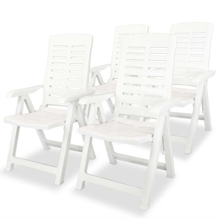 Mobilier à dîner d'extérieur 5 pcs Plastique Blanc 2 - Photo n°4