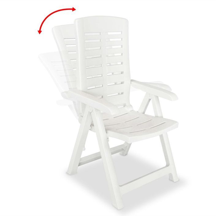 Mobilier à dîner d'extérieur 5 pcs Plastique Blanc 2 - Photo n°5