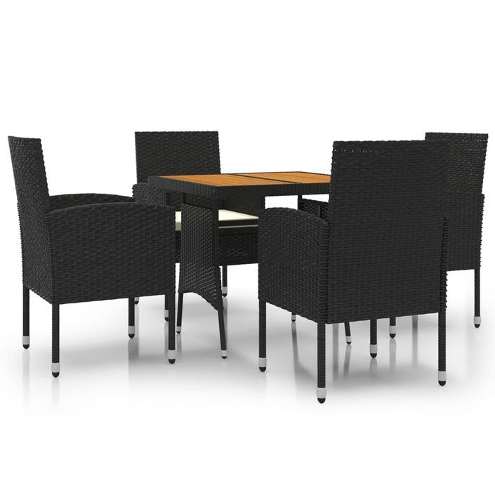 Mobilier à dîner d'extérieur 5 pcs Résine tressée Noir - Photo n°2