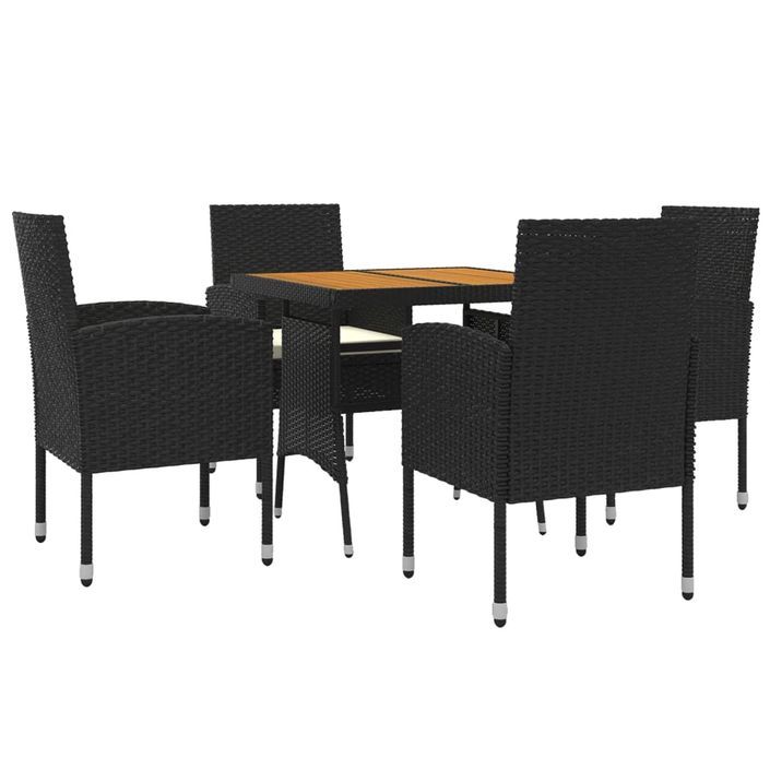 Mobilier à dîner d'extérieur 5 pcs Résine tressée Noir - Photo n°3