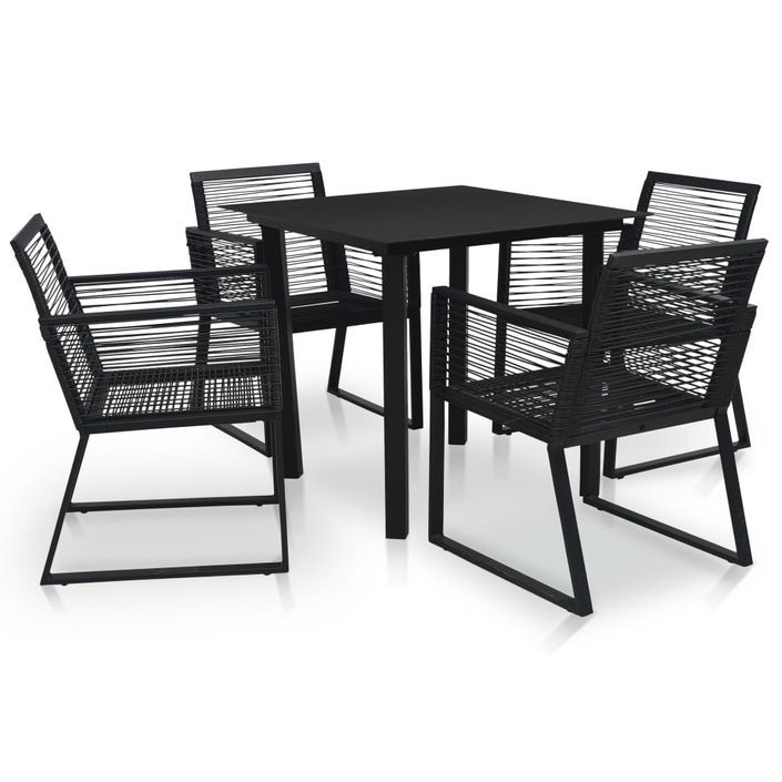 Mobilier à dîner d'extérieur 5 pcs Rotin PVC Noir 2 - Photo n°1