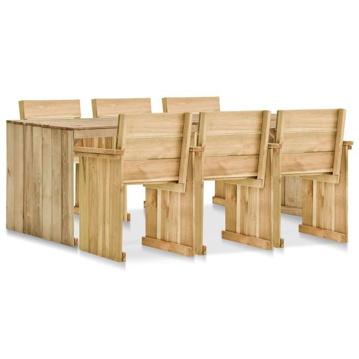 Mobilier à dîner d'extérieur 7 pcs Pin imprégné - Photo n°1