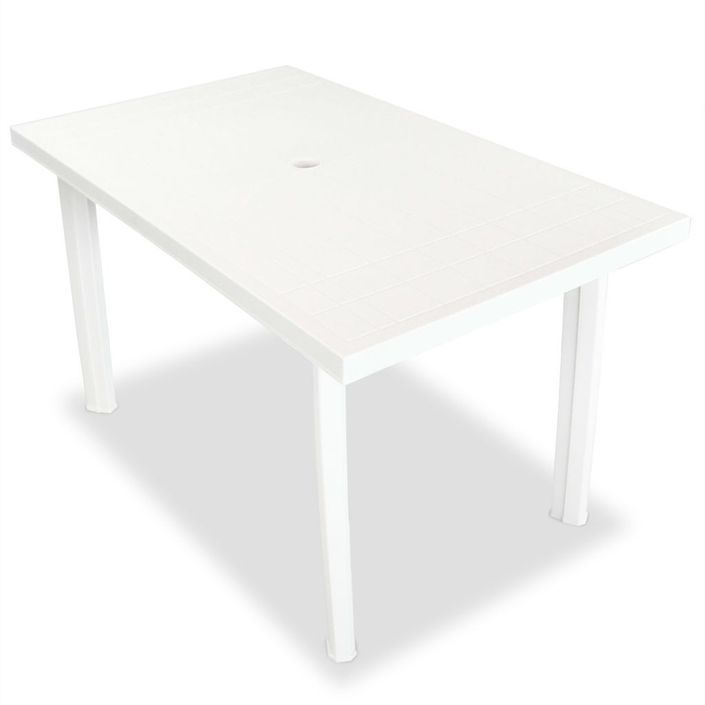 Mobilier à dîner d'extérieur 7 pcs Plastique Blanc - Photo n°3