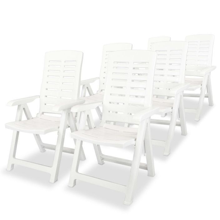 Mobilier à dîner d'extérieur 7 pcs Plastique Blanc - Photo n°4