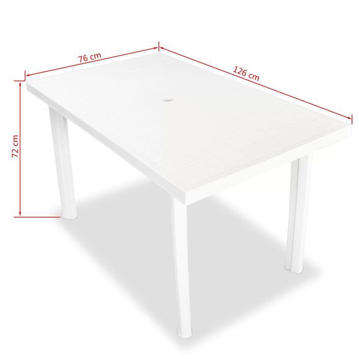 Mobilier à dîner d'extérieur 7 pcs Plastique Blanc - Photo n°10