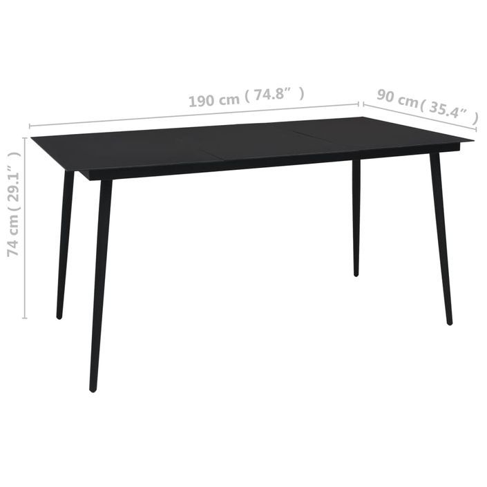 Mobilier à dîner d'extérieur 9 pcs Corde en coton et acier Noir - Photo n°10