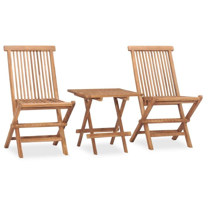 Mobilier à dîner d'extérieur pliable 3 pcs Bois solide de teck 2 - Photo n°1