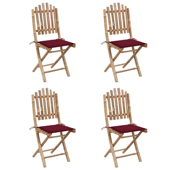 Mobilier à dîner d'extérieur pliable 5 pcs avec coussins Bambou 17 - Photo n°4