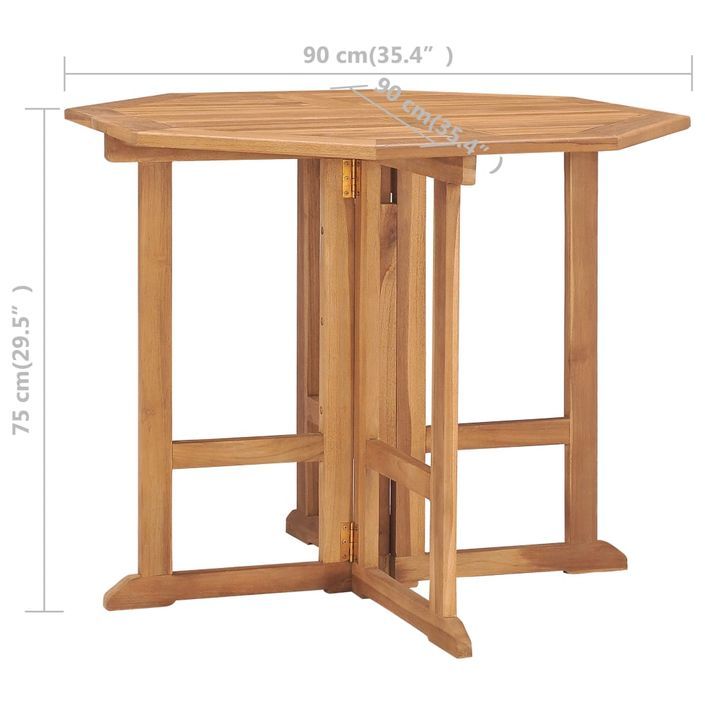 Mobilier à dîner d'extérieur pliable 5 pcs Bois solide de teck 3 - Photo n°11