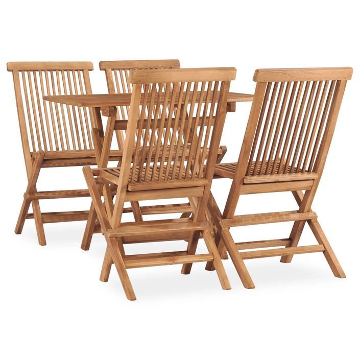 Mobilier à dîner d'extérieur pliable 5 pcs Bois solide de teck 5 - Photo n°1