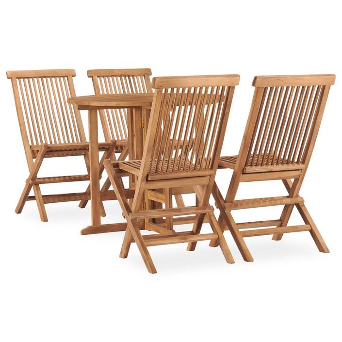 Mobilier à dîner d'extérieur pliable 5 pcs Bois solide de teck - Photo n°1