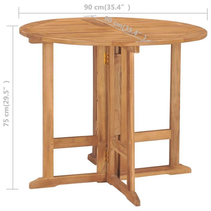 Mobilier à dîner d'extérieur pliable 5 pcs Bois solide de teck - Photo n°10