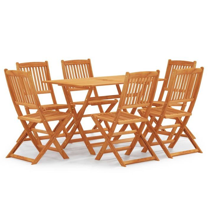 Mobilier à dîner d'extérieur pliable 7 pcs Bois d'eucalyptus 3 - Photo n°1