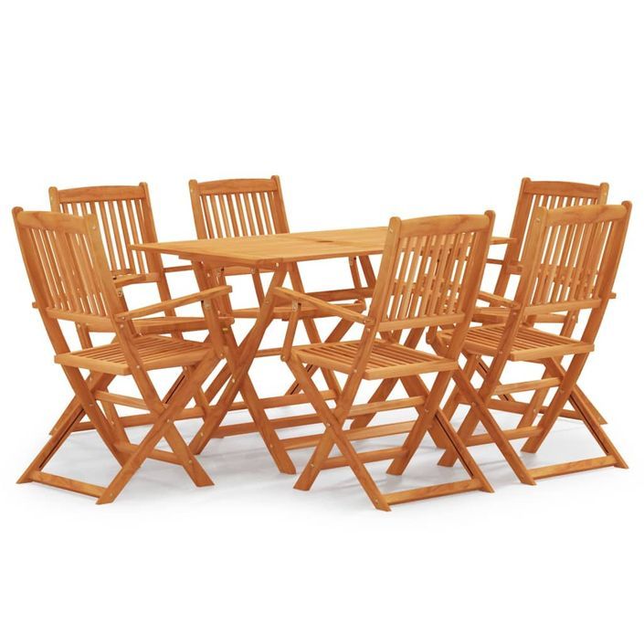 Mobilier à dîner d'extérieur pliable 7 pcs Bois d'eucalyptus - Photo n°1