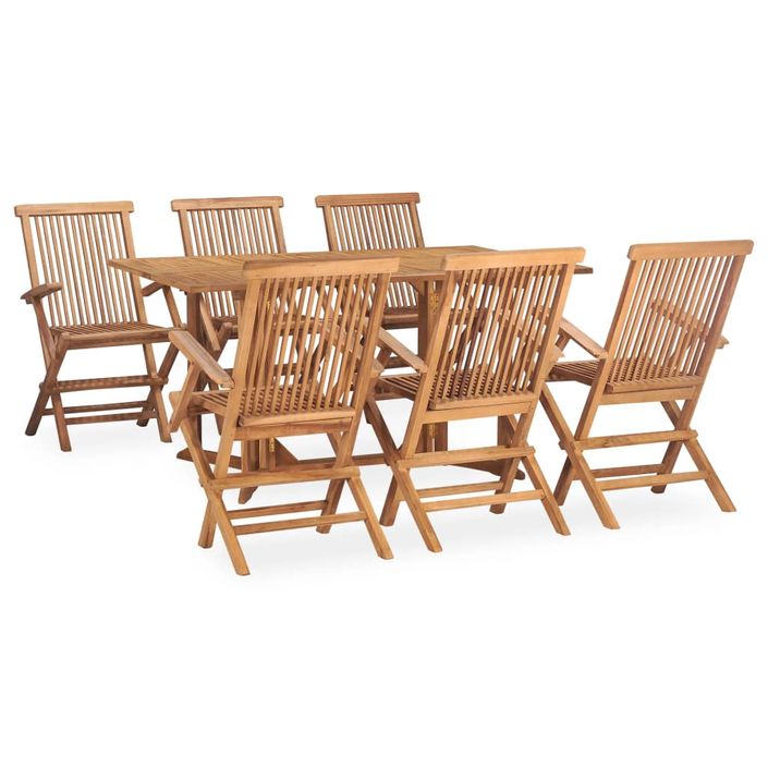 Mobilier à dîner d'extérieur pliable 7 pcs Bois solide de teck 9 - Photo n°1