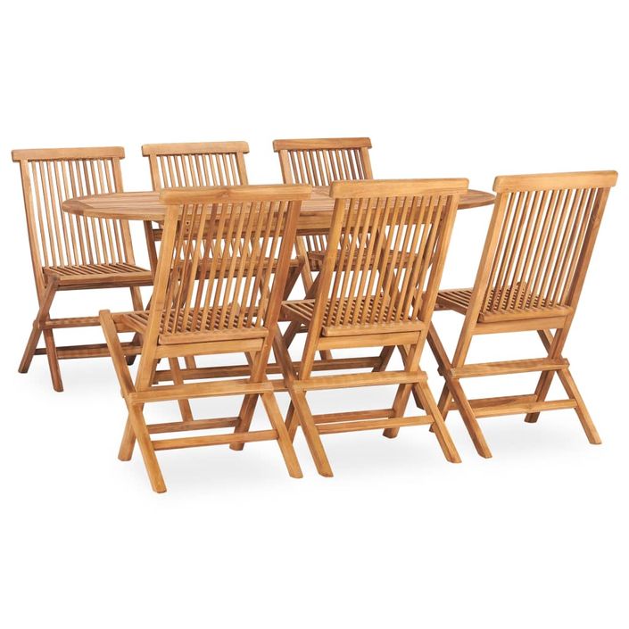 Mobilier à dîner d'extérieur pliable 7 pcs Bois solide de teck 5 - Photo n°1