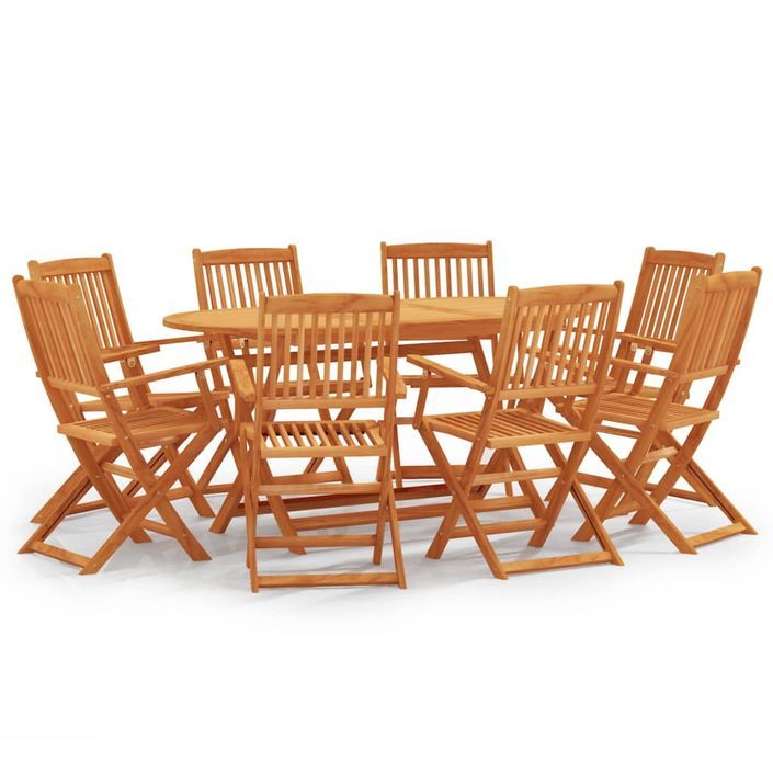 Mobilier à dîner d'extérieur pliable 9 pcs Bois d'eucalyptus - Photo n°1