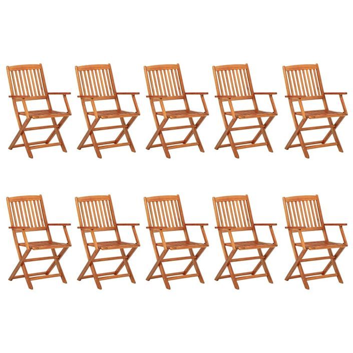 Mobilier à dîner de jardin 11 pcs Bois d'acacia massif - Photo n°3