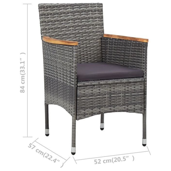 Mobilier à dîner de jardin 11 pcs Résine tressée Gris - Photo n°8