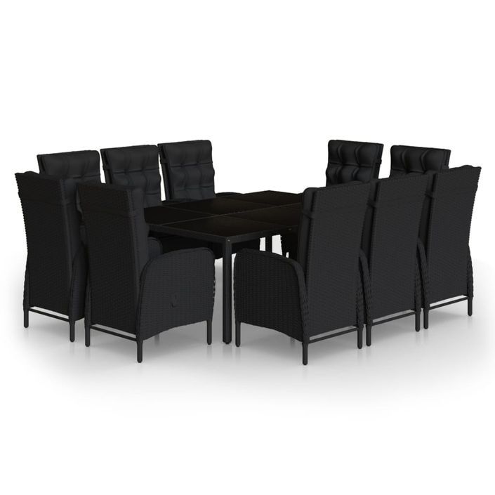 Mobilier à dîner de jardin 11 pcs Résine tressée Noir - Photo n°2