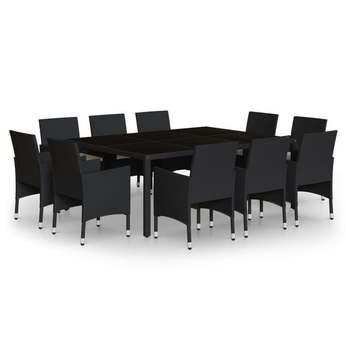 Mobilier à dîner de jardin 11 pcs Résine tressée Noir - Photo n°2