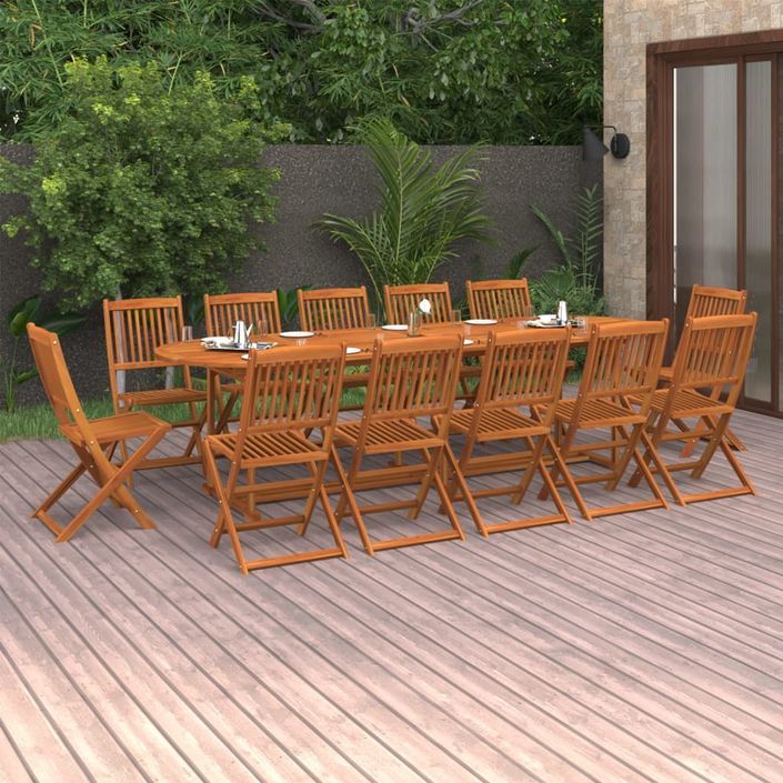 Mobilier à dîner de jardin 13 pcs Bois d'acacia massif 4 - Photo n°1