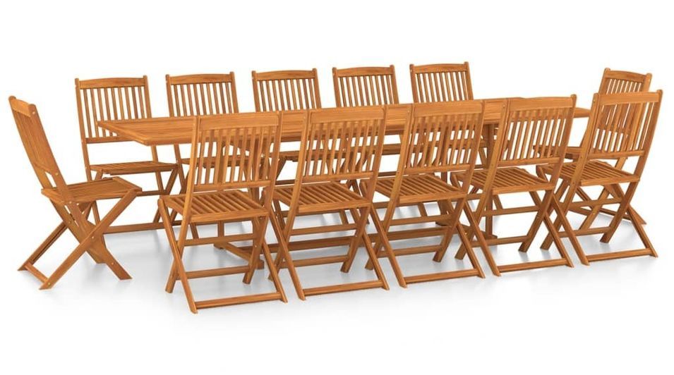 Mobilier à dîner de jardin 13 pcs Bois d'acacia massif 2 - Photo n°1