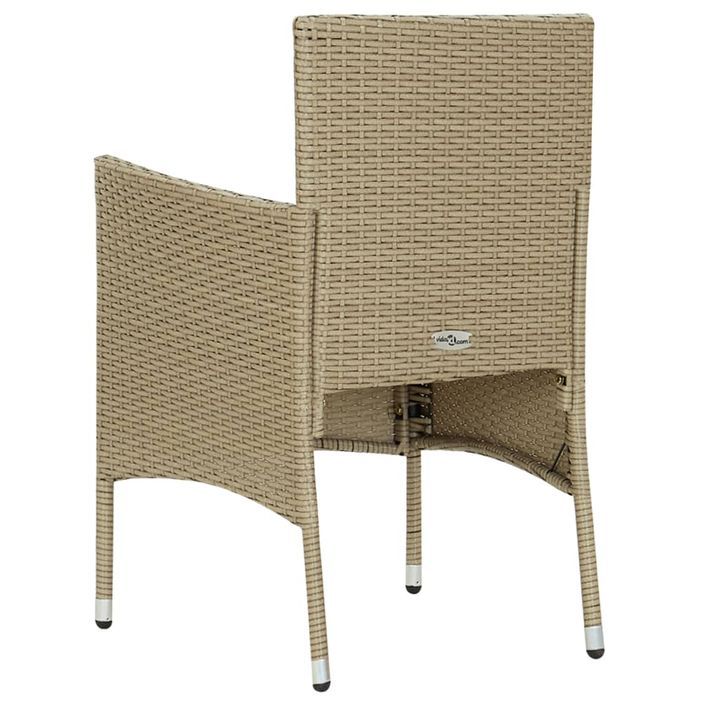 Mobilier à dîner de jardin 3 pcs Beige Résine tressée et verre - Photo n°12