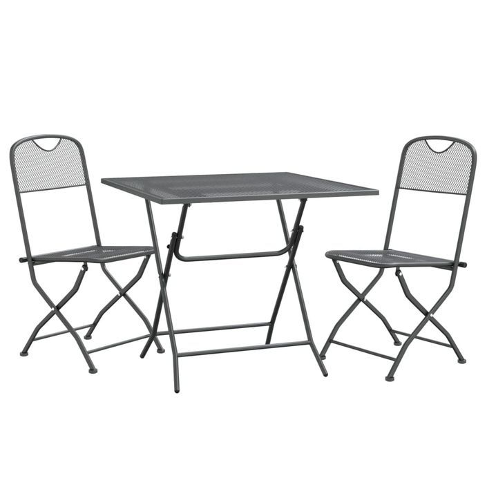 Mobilier à dîner de jardin 3 pcs Maille Métal Anthracite - Photo n°3