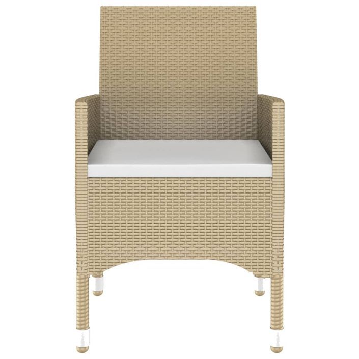 Mobilier à dîner de jardin 3 pcs Résine tressée Beige - Photo n°6