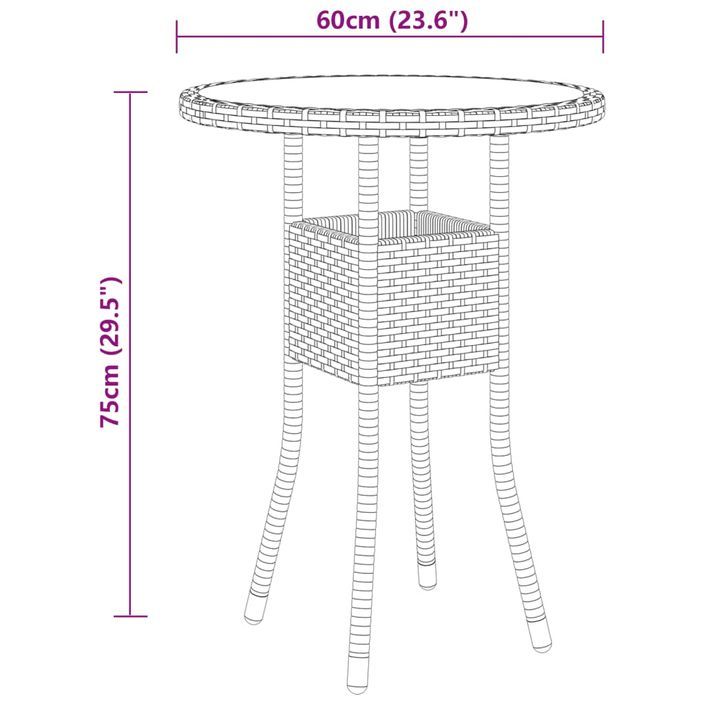 Mobilier à dîner de jardin 3 pcs Résine tressée Beige - Photo n°7